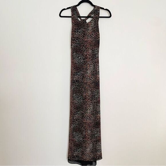 Donna Ricco Rayon Animal Print Cheeta Leopard Maxi Dress Women’s Size 8 - Picture 1 of 9
